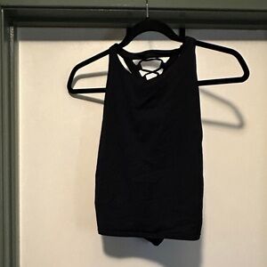 All yoga Black Lace-Up long line bra top sz l